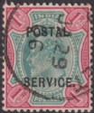 India 1904 KEVII Postal Service Revenue Overprint 1r Green and Carmine Used BF18