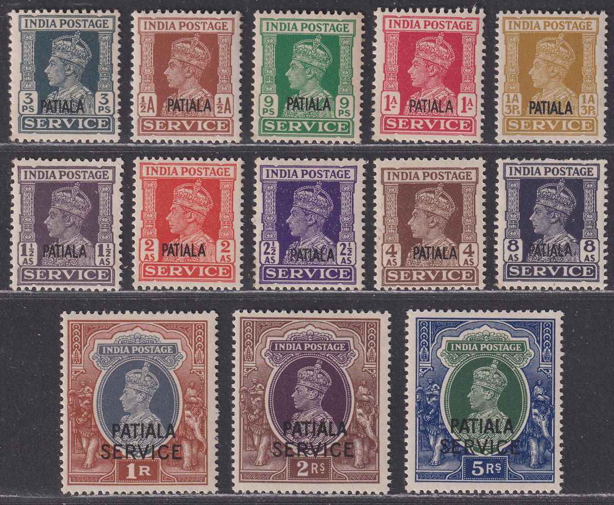 Indian States Patiala 1939-44 KGVI Official Overprint Part Set to 5r Mint cat£90