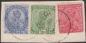 Click for more photos and details India used Iraq KGV 2a6p, 1a, ½a Used on Piece with BUSRAH REG Postmarks