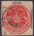 Click for more photos and details Iraq British Occupation 1a Surcharge on 20pa Red Postal Stationery Cutout Used
