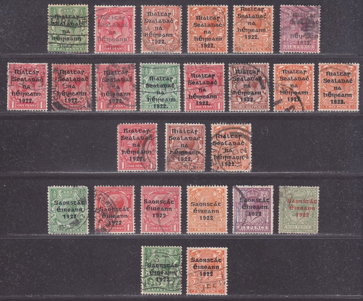 Ireland 1922-23 Provisional Govt / Irish Free State Overprint Selection Used
