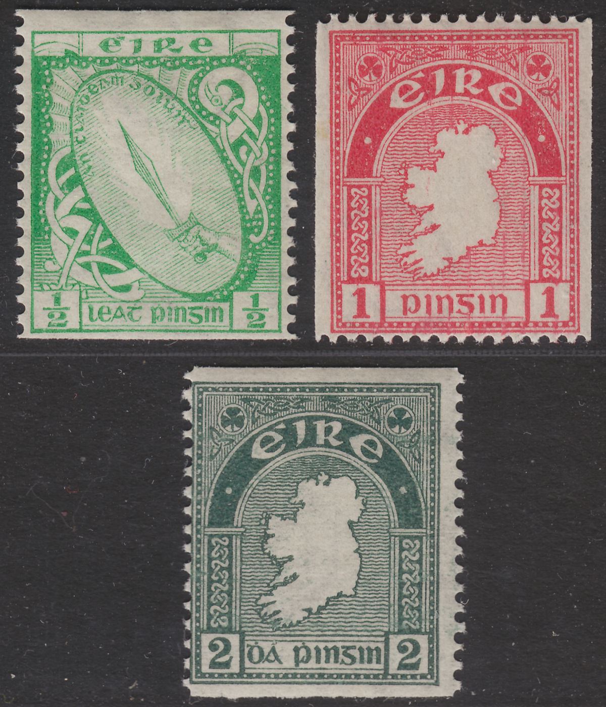Ireland 1934 ½d, 2d Imperf x p14, 1d p15 x imperf Mint SG71a SG72c SG74a cat£120