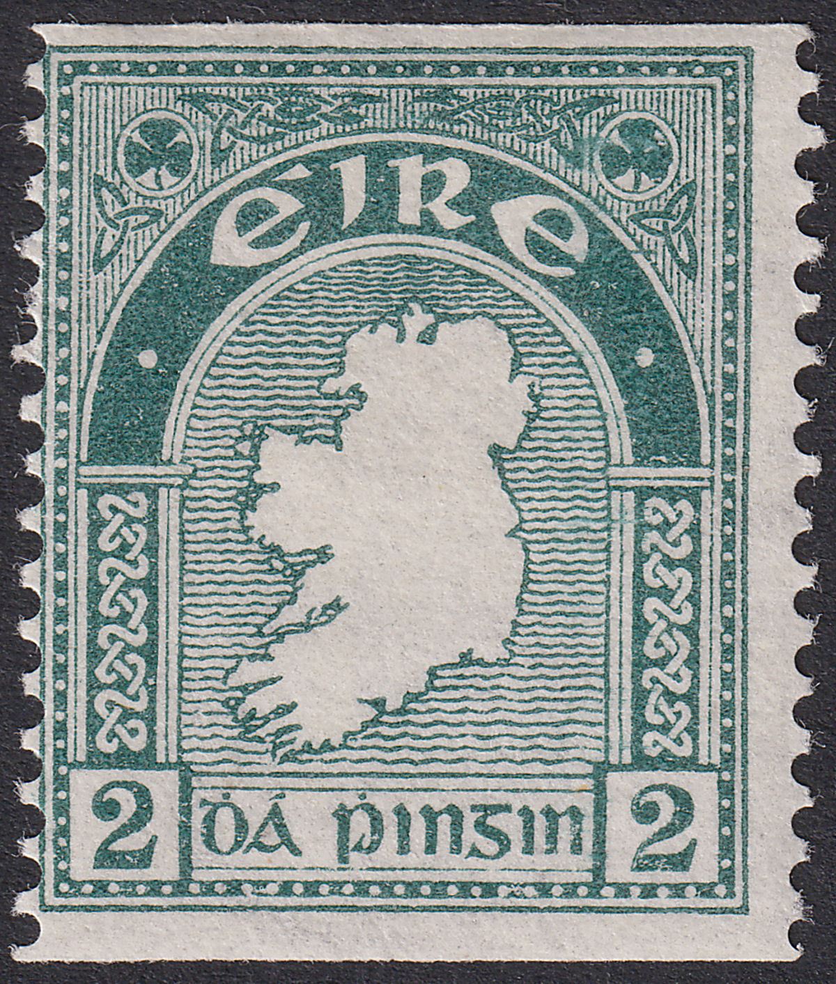 Ireland 1934 2d Grey-Green Imperf x p14 Mint SG74a cat £40
