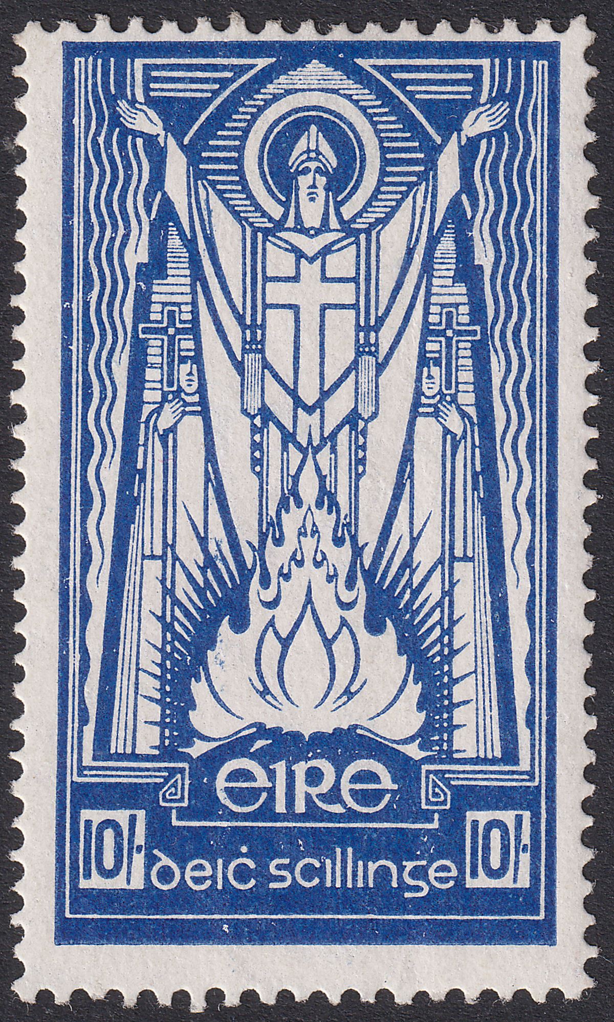 Ireland 1937 St Patrick 10sh Deep Blue Mint SG104 cat £190 with cert