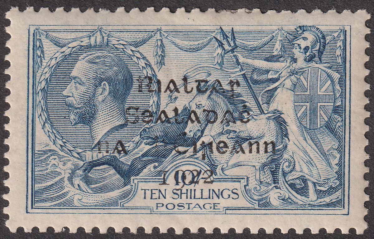 Ireland 1922 Seahorse 10sh Dull Grey-Blue Dollard Overprint Mint SG21 cat £180