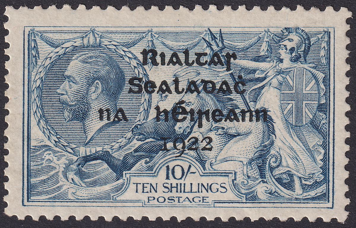 Ireland 1922 Seahorse 10sh Dull Grey-Blue Thom Overprint Mint SG46 cat £1500