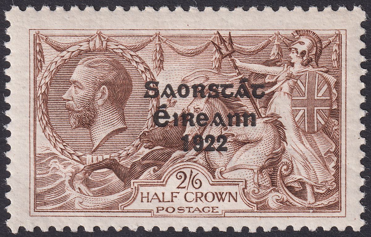 Ireland 1925 Seahorse 2sh6d Chocolate-Brown Narrow Date Overprint Mint SG83 c£45