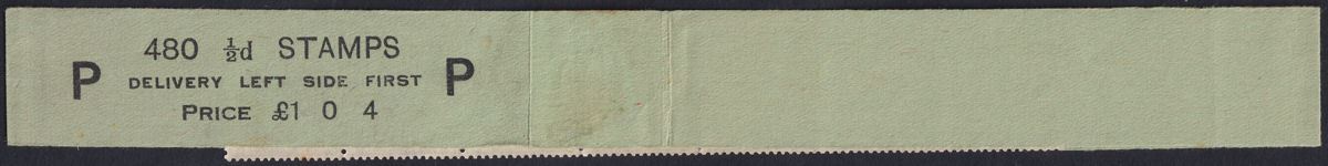Ireland 1923 Sword ½d Green £1.0.4 Horizontal Coil Leader Control P w 7 Stamps 