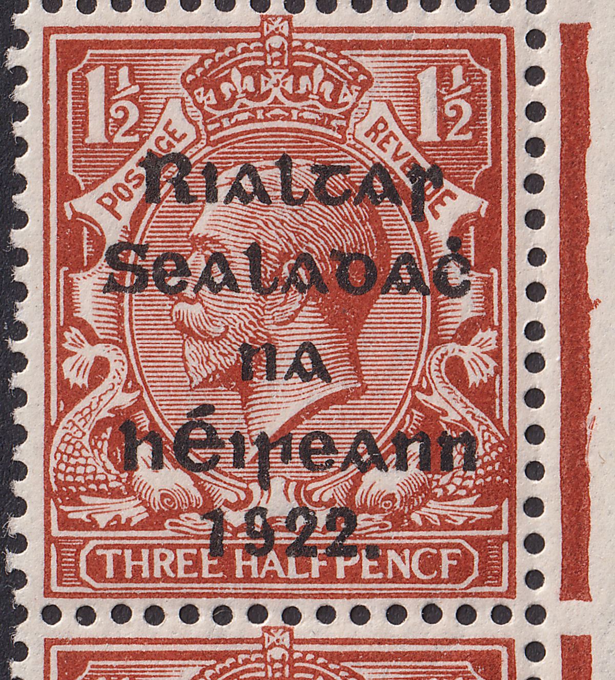 Ireland 1922 Provisional Gov Opt 1½d Strip w PENCF Variety Mint SG10a cat £550+