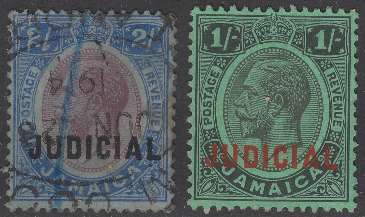 Jamaica 191321 King V Revenue Judicial Overprint 2sh Used, 1sh