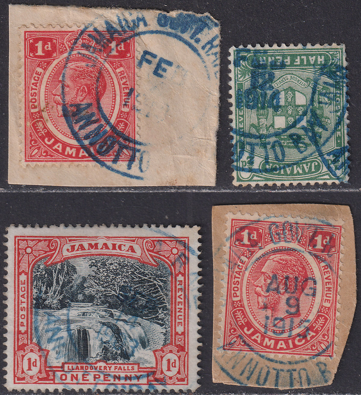 Jamaica 1901-12 KEVII-KGV Selection Used w ANNOTTO BAY Govt Railway Postmarks