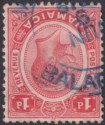 Jamaica 1919 KGV 1d Used with Blue BALACLAVA Government Railway Postmark