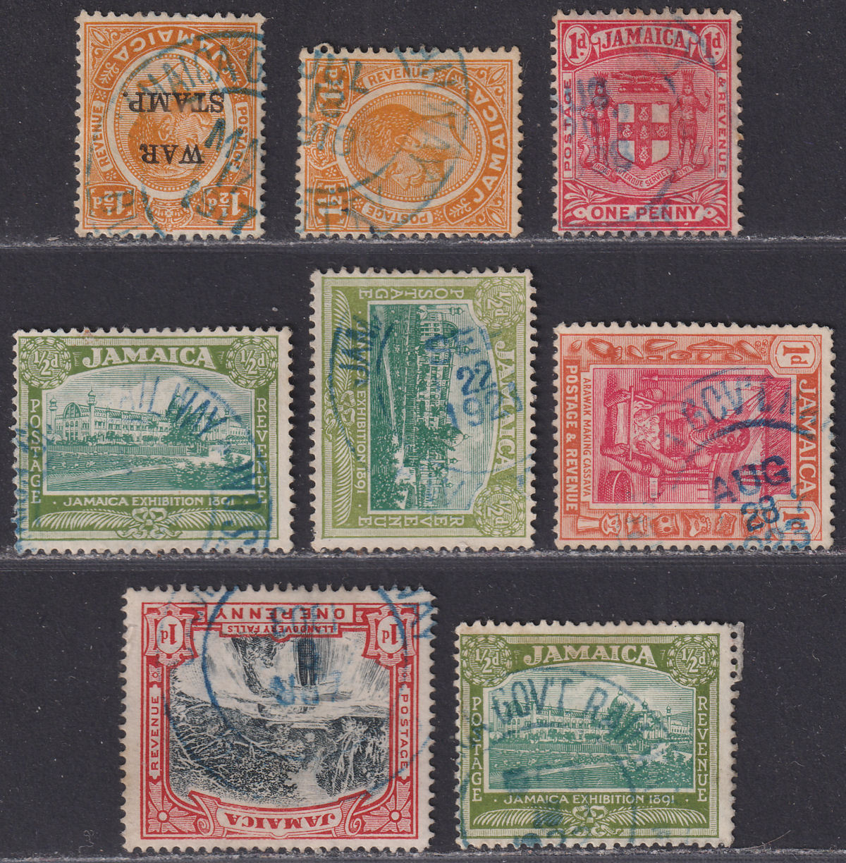 Jamaica 1912-21 KGV Selection Used with Government Railway Postmarks