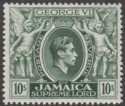 Click for more photos and details Jamaica 1950 KGVI 10sh Myrtle-Green p13 Mint SG133aa