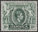 Jamaica 1950 KGVI 10sh Myrtle-Green p13 Mint SG133aa