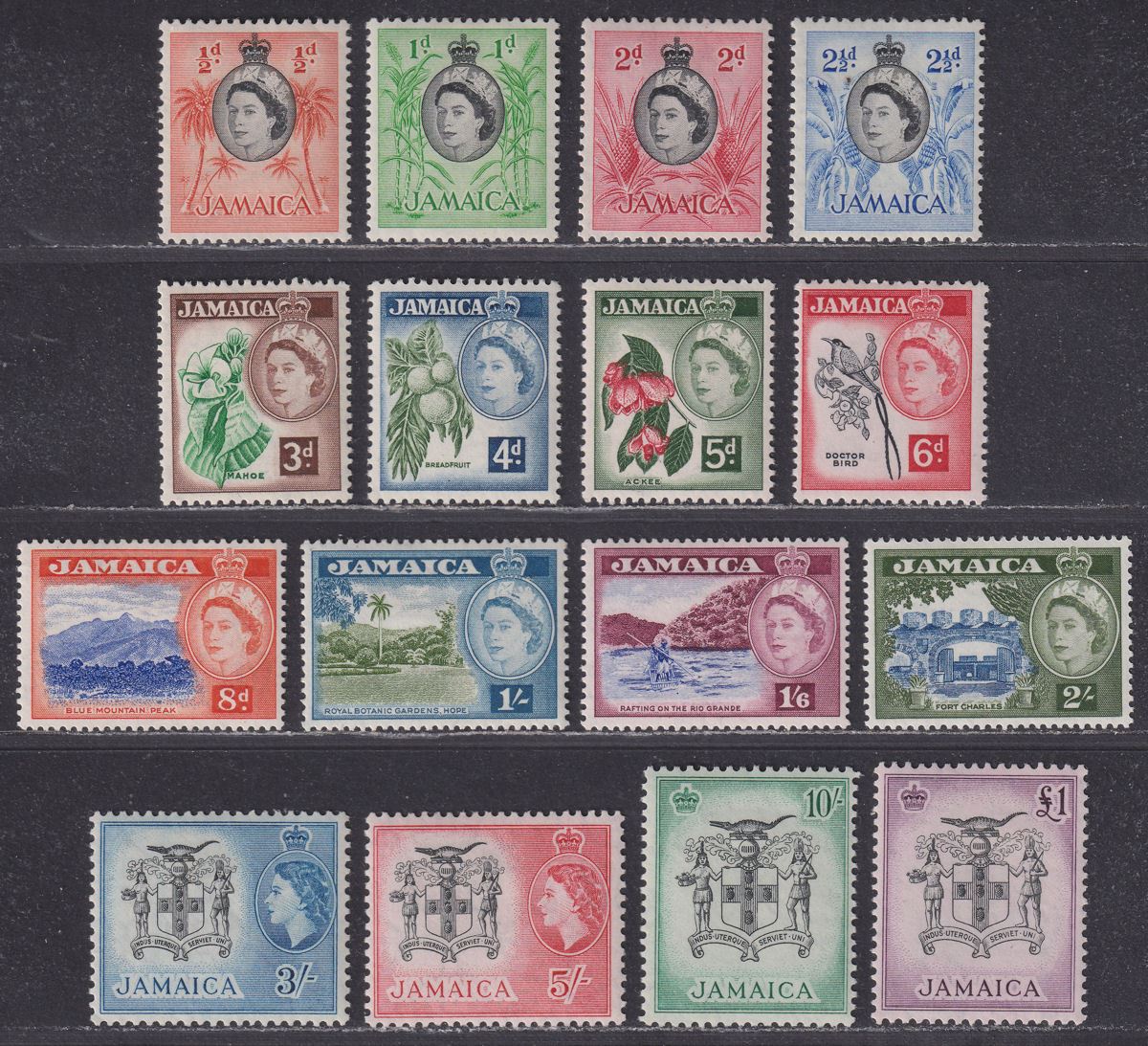 Jamaica 1956-58 Queen Elizabeth II Set Mint SG159-174 cat £110