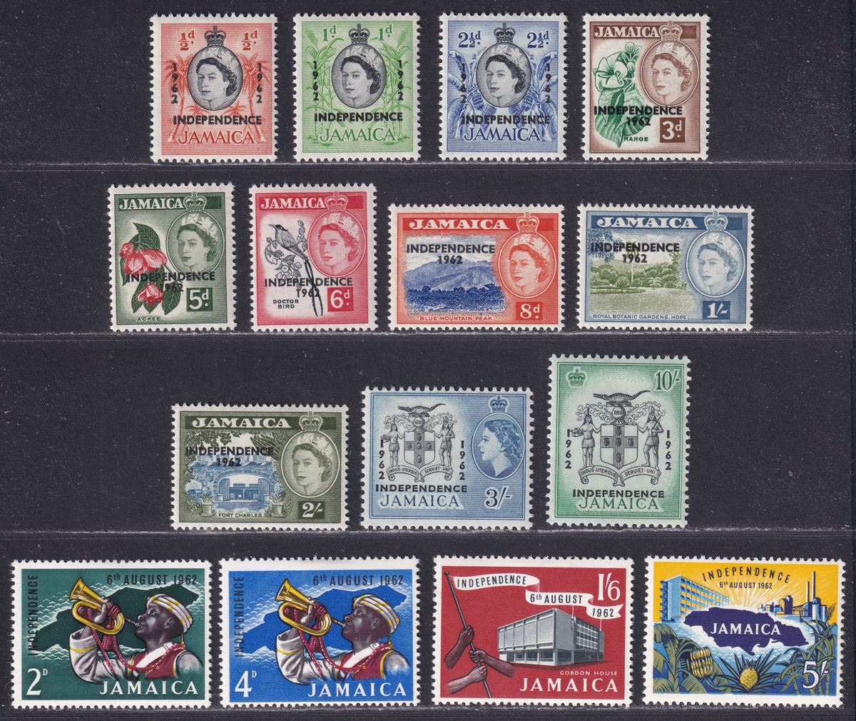 Jamaica 1962 Independence Overprint Set to 10sh Mint cat £38