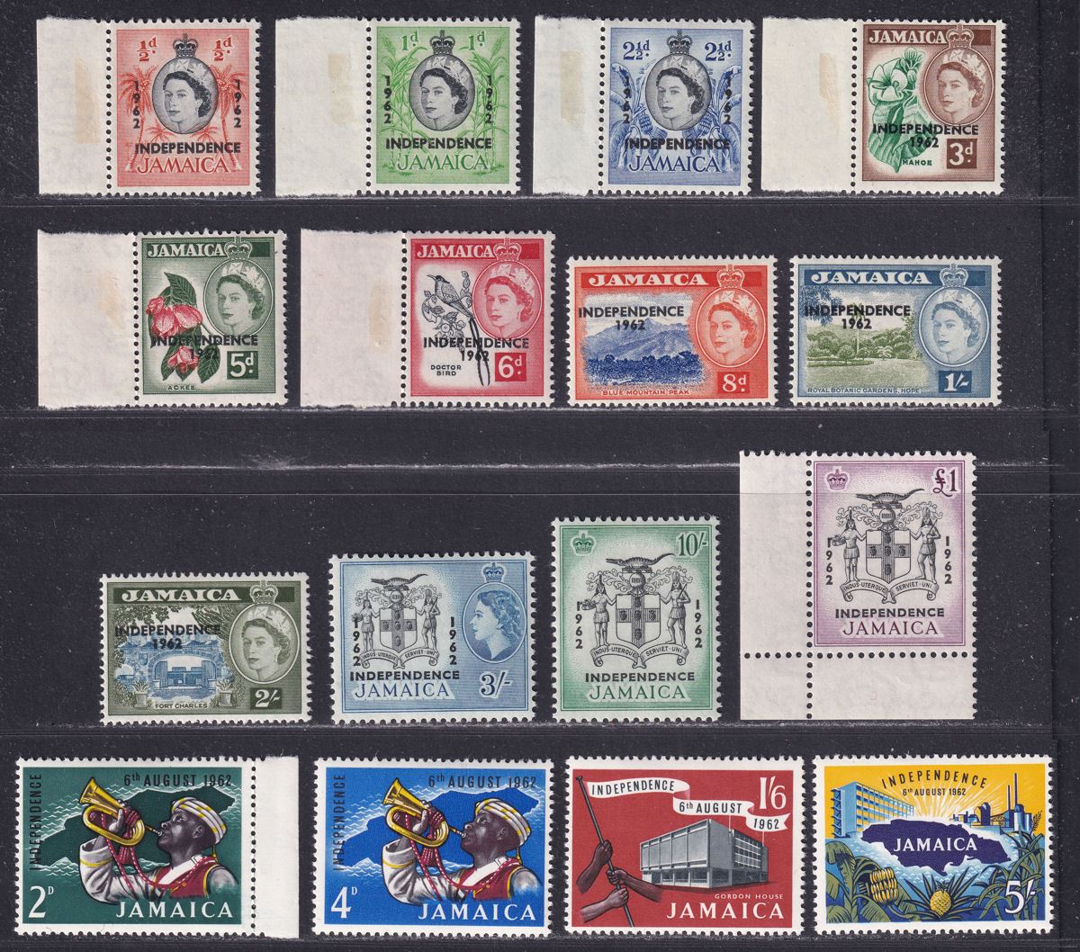 Jamaica 1962 Independence Overprint Set Mint SG181-196 cat £45