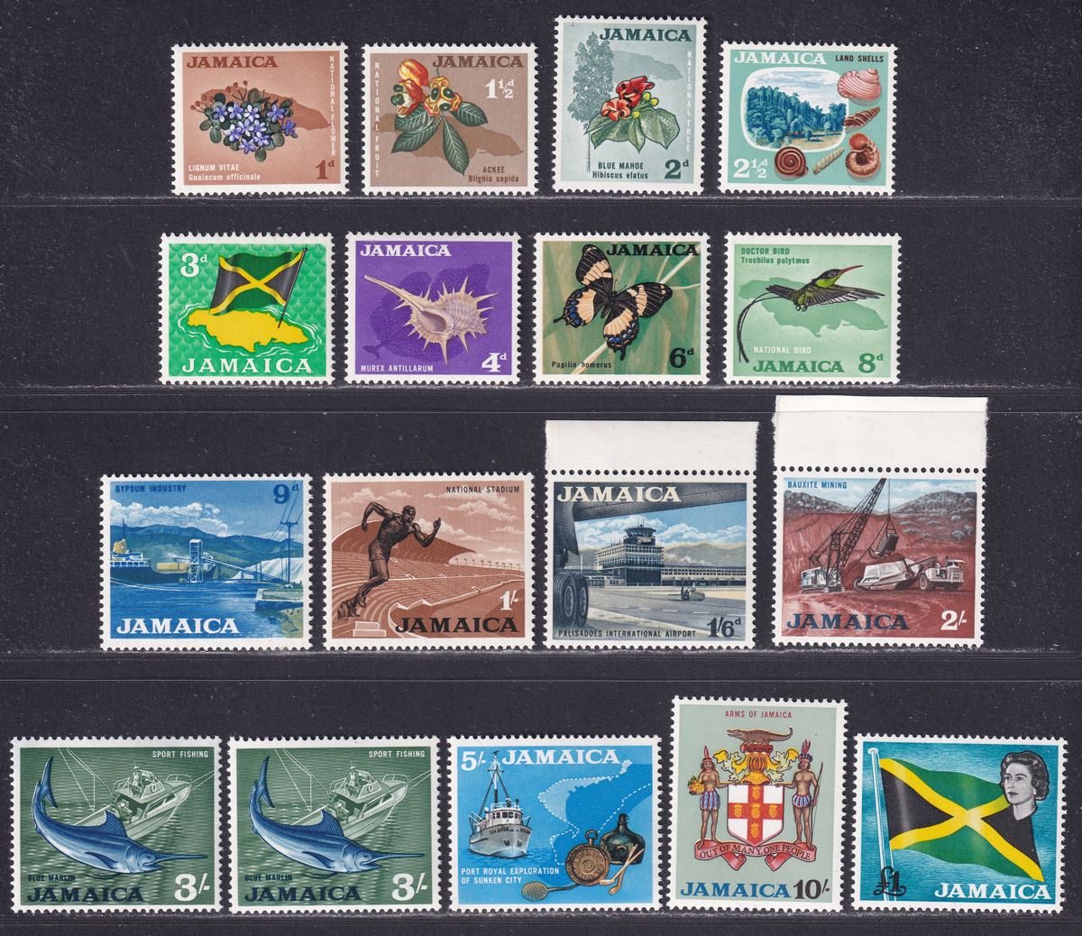 Jamaica 1964 QEII era Definitives Set Mint SG217-232 cat £25