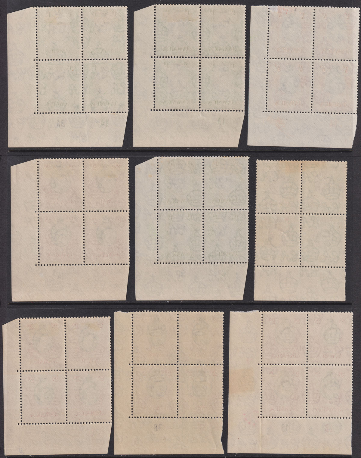 Jamaica 1956-58 Queen Elizabeth II Plate No Part Block Set to 1sh6d Mint
