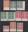 Click for more photos and details Jamaica 1938-52 KGVI ½d, 1d, 1½d Plate Number Blocks Mint