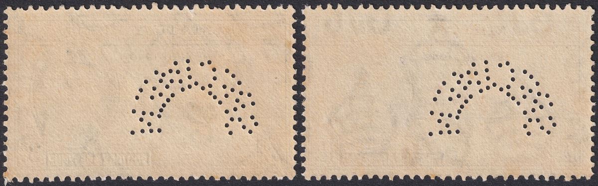 Jamaica 1946 KGVI Victory SPECIMEN Perf Pair Mint SG141s-142s cat £90 toned gum