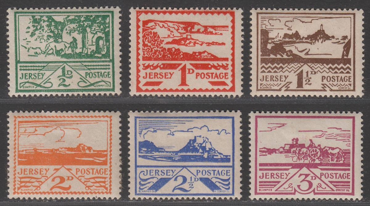 Jersey 1943-44 KGVI War Occupation Set Mint SG3-8 cat £30 with faults