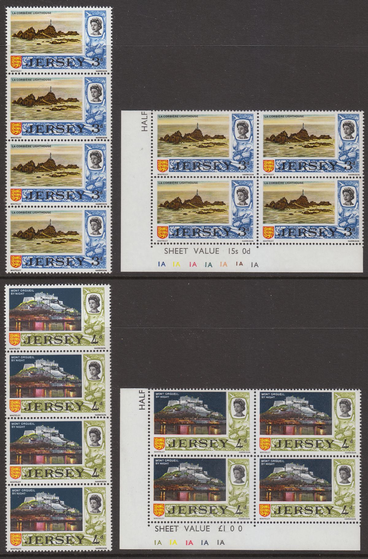 Jersey 1969 Queen Elizabeth II Block Full Set Mint SG15-29 inc some Plate Nos