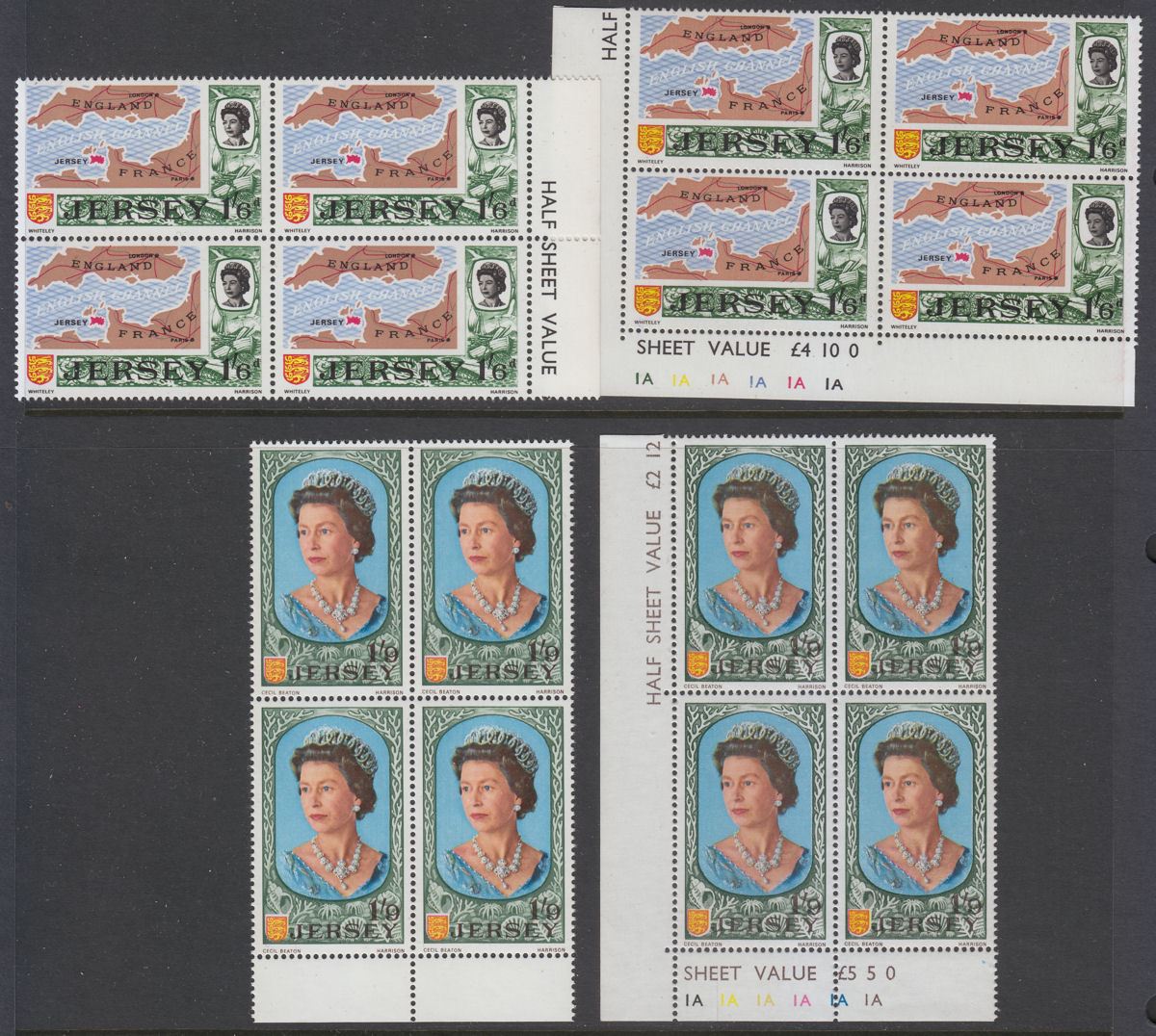 Jersey 1969 Queen Elizabeth II Block Full Set Mint SG15-29 inc some Plate Nos