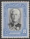 Malaya Johore 1940 Sultan Sir Ibrahim 8c Black and Pale Blue Mint SG130