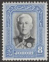 Click for more photos and details Malaya Johore 1940 Sultan Sir Ibrahim 8c Black and Pale Blue Mint SG130
