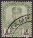 Click for more photos and details Malaya Johore 1918 Sultan Sir Ibrahim $10 Green + Black Postal Used SG102fc