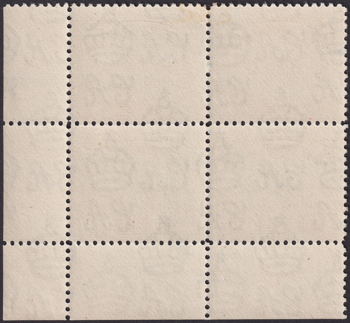 Jordan 1947 Revenue Ruins 100mils Blue perf 12 Plate 1 Block of 4 Mint RK110