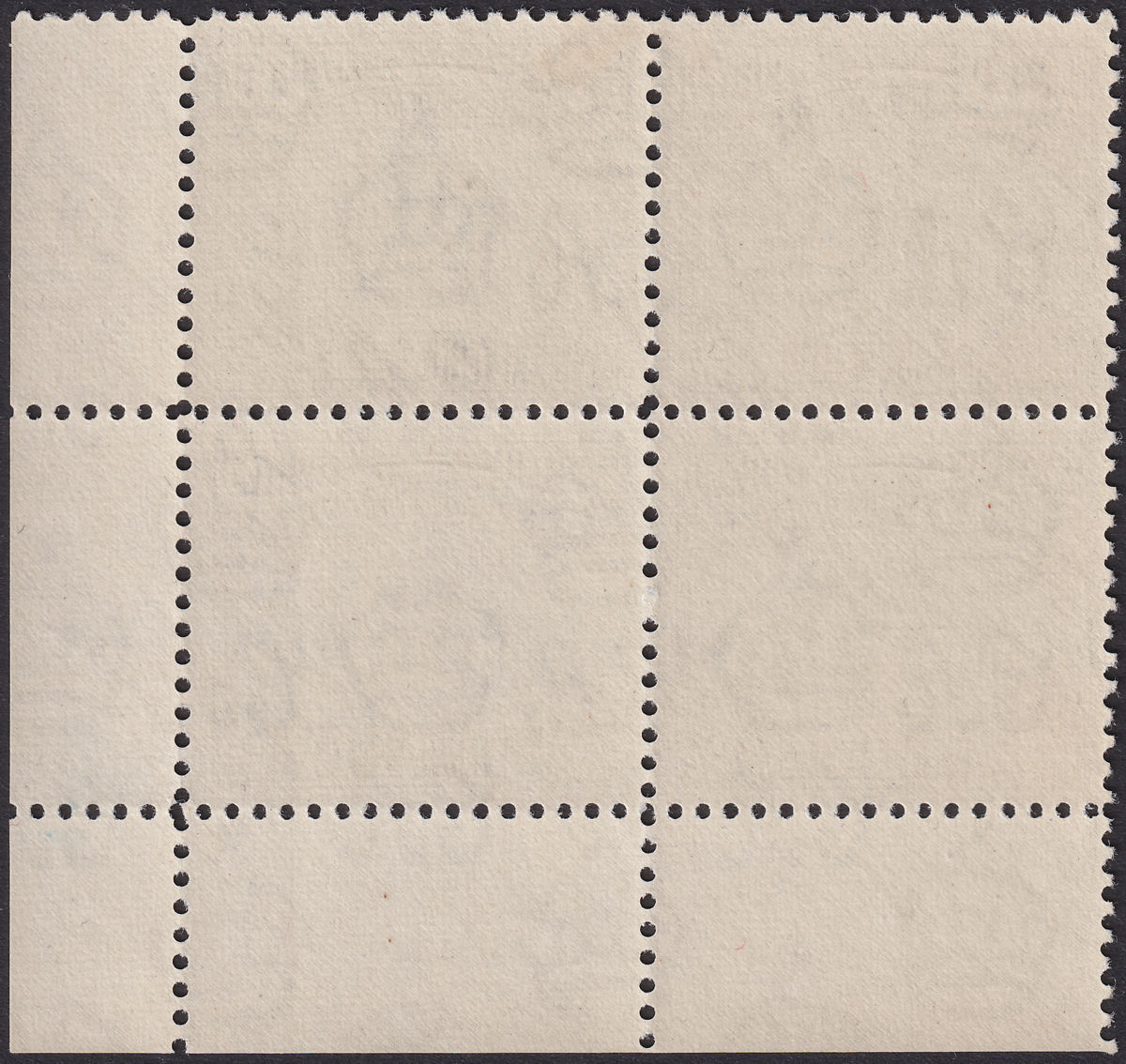 Jordan 1947 Revenue Ruins 50mils Blue perf 12 Plate 1 Block of 4 Mint RK109