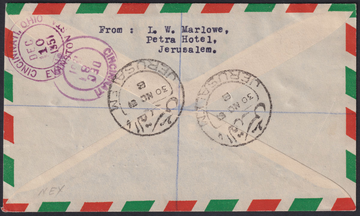 Jordan Occupation Palestine 1951 Opt Double Tax 3m + Others Used Cover SG PT37b