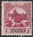 Click for more photos and details Jordan 1953 Revenue Overprint Obligatory Tax 5f Claret Used RK126
