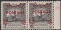 Jordan 1953 Postage Overprint Obligatory Tax 15f on 15m Pair Mint SG405 cat £200