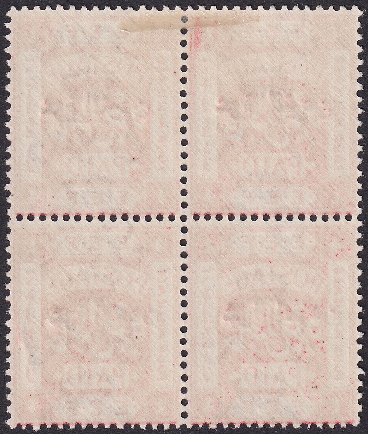 Transjordan 1920 KGV Overprint 4m Arabic 40 var p15x14 Block 4 Mint SG4a c£75+