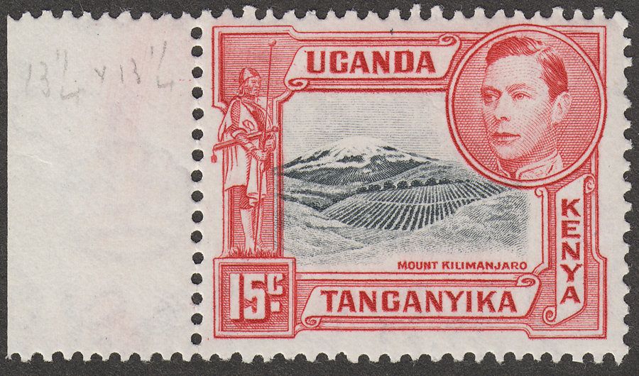 Kenya Uganda Tanganyika 1938 KGVI 15c Black and Rose-Red p13¼ Mint SG137
