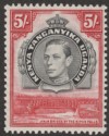 Kenya Uganda Tanganyika 1938 KGVI 5sh Black and Carmine p13¼ Mint SG148