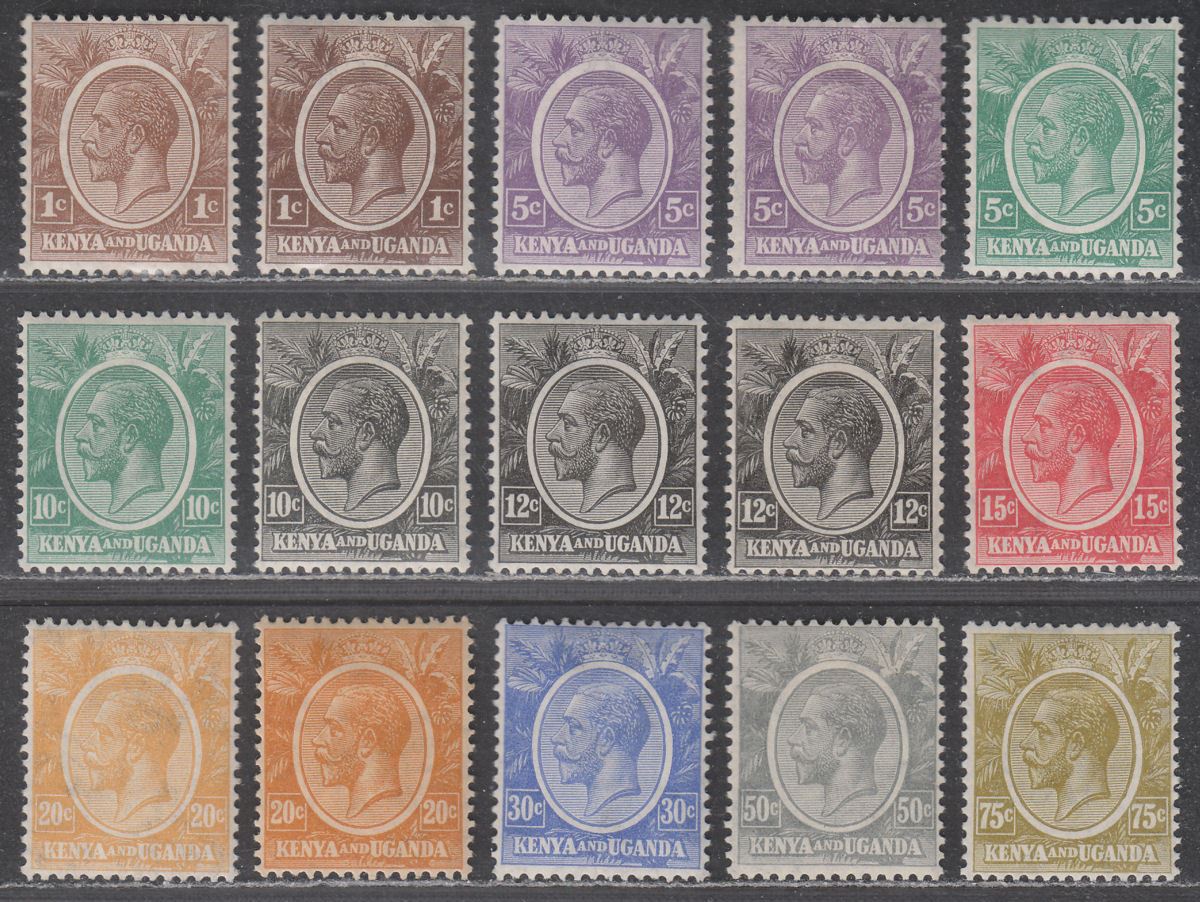 Kenya and Uganda 1922 King George V Set to 75c with Shades Mint SG76-86