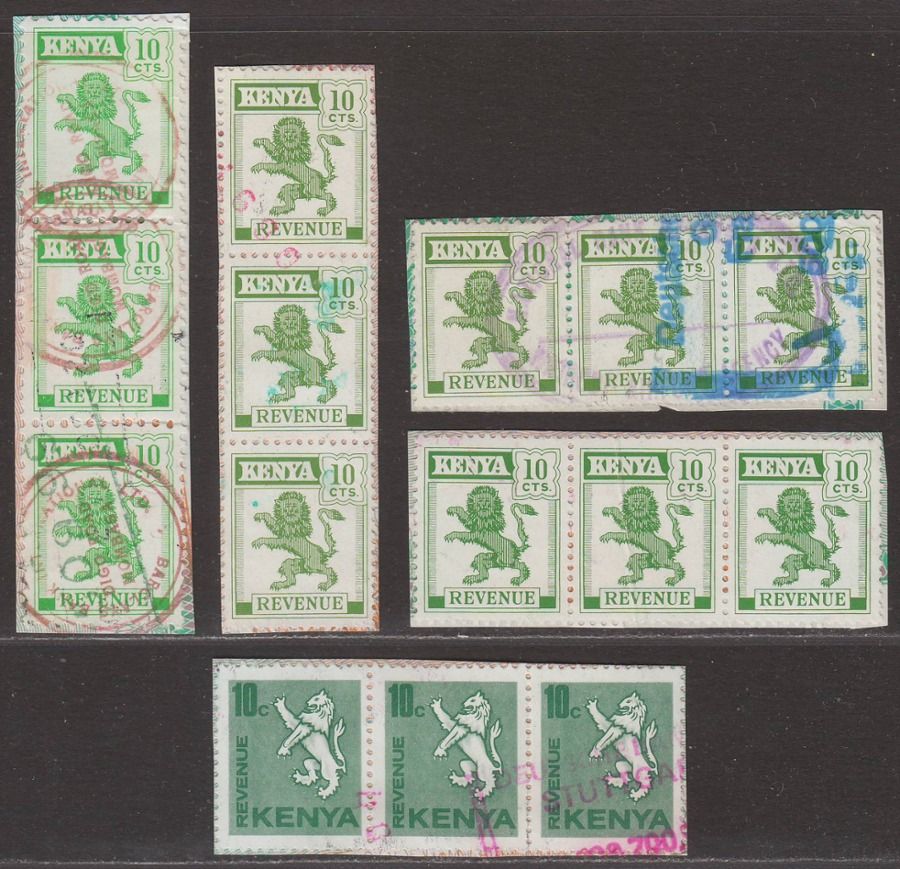 Kenya QEII Revenue Lion 10c Selection Used on Pieces British