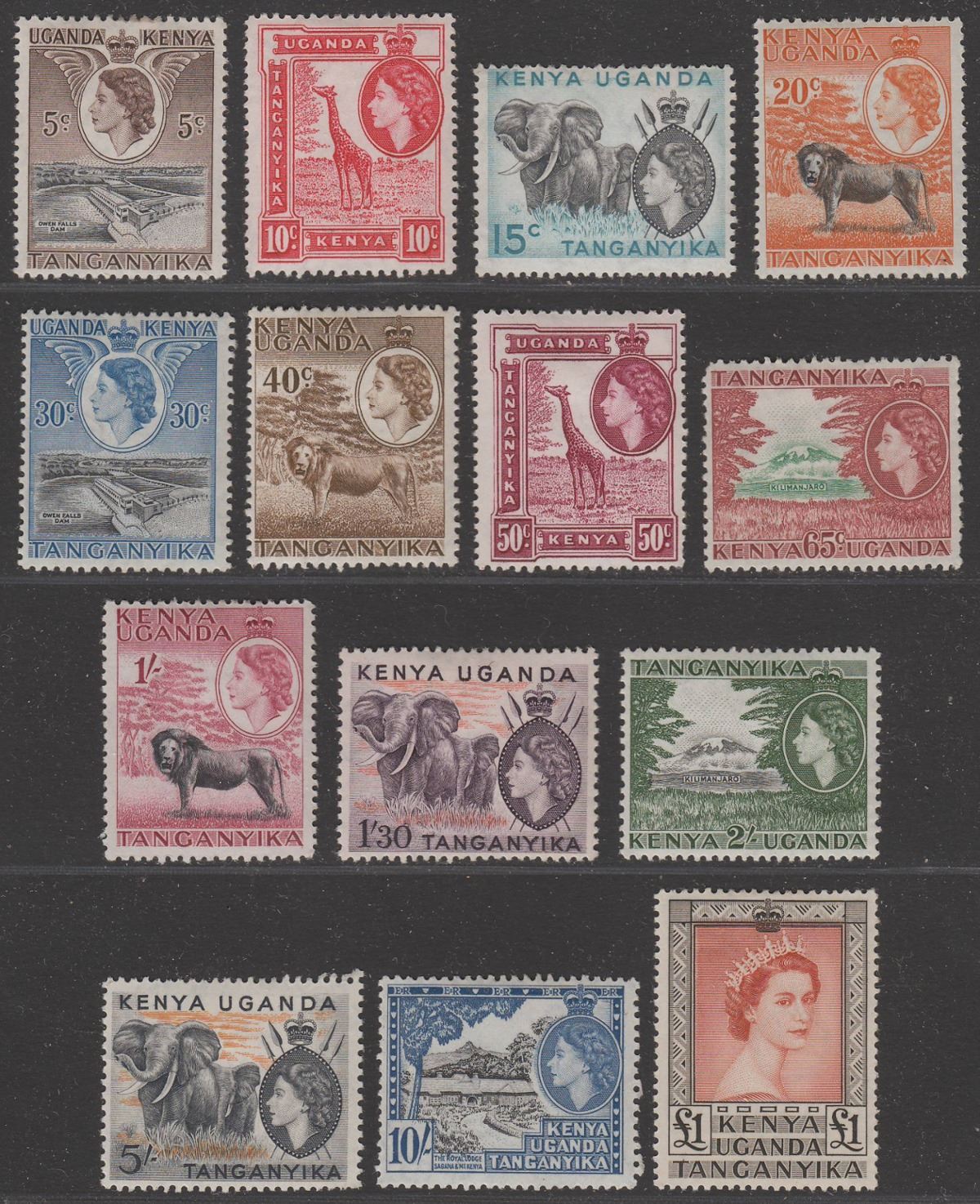 Kenya Uganda and Tanganyika 195459 QEII Set Mint SG167180 cat £140