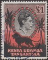 Click for more photos and details Kenya Uganda Tanganyika 1944 KGVI Lion £1 perf 14 Ordinary Used SG150b cat £35