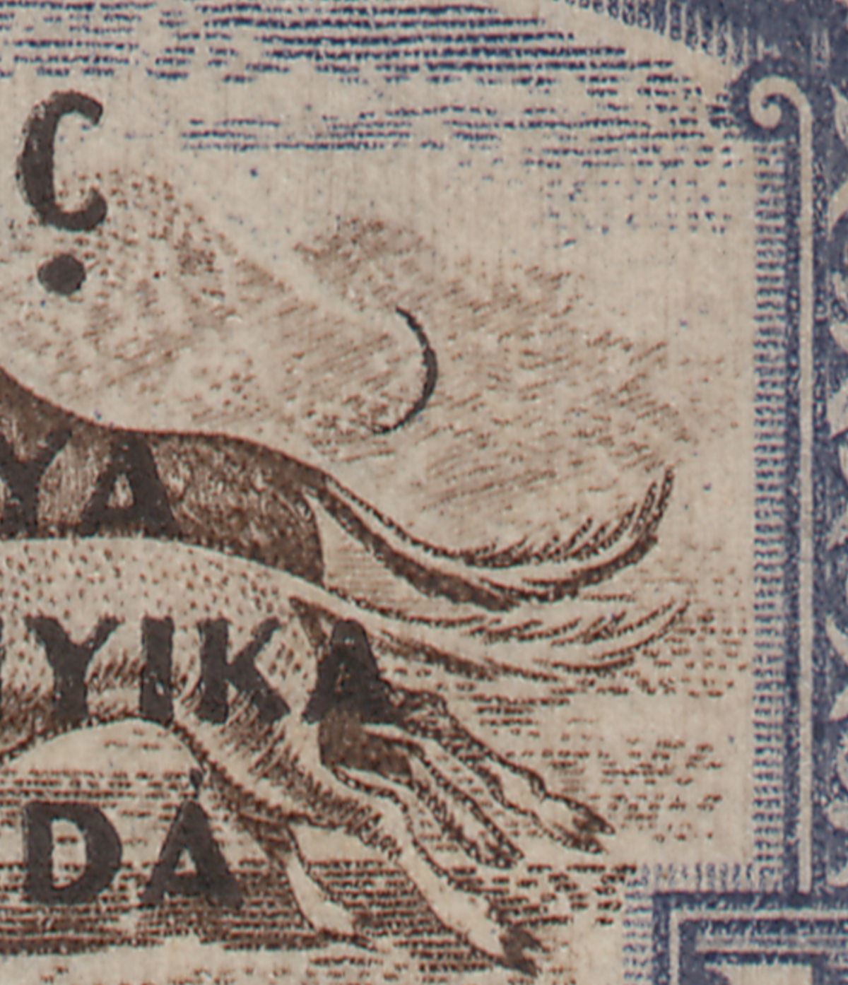 Kenya Uganda Tanganyika 1942 KGVI 70c Surch Block Crescent Moon Flaw Used SG154a