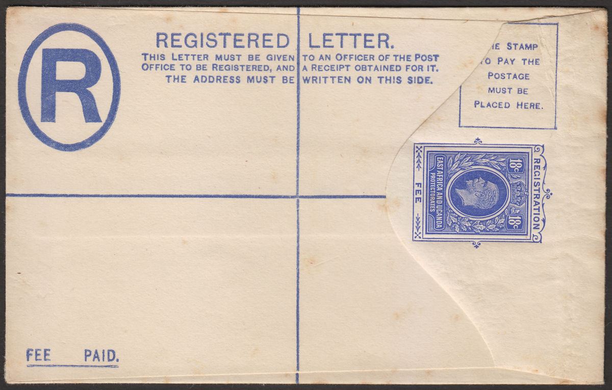 East Africa and Uganda c1913 KGV SPECIMEN Opt 18c Registered F Postal Stat Cover