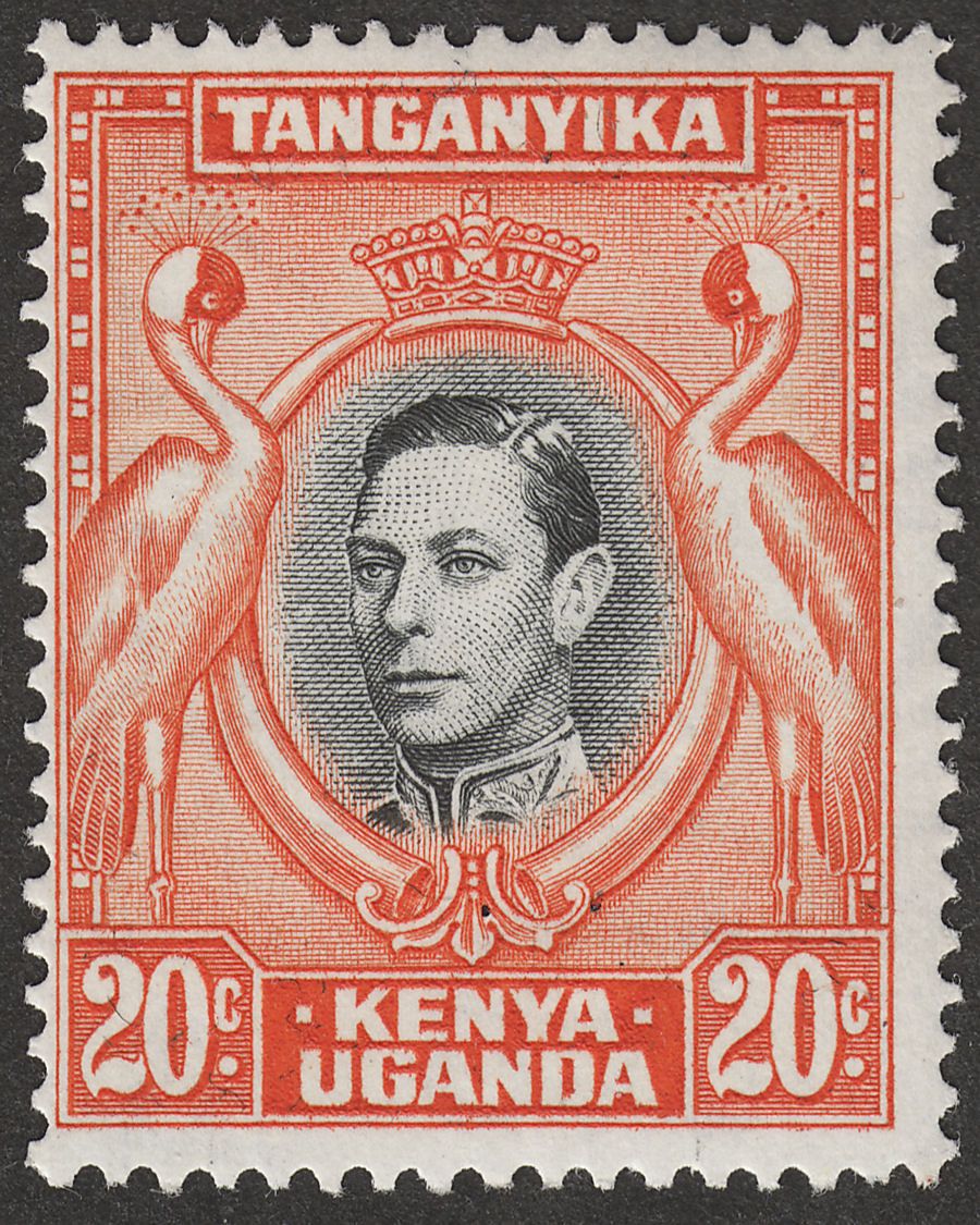 Kenya Uganda Tanganyika 1951 KGVI 20c Dp Black + Dp Orange p13¼x13¾ Mint SG139ba