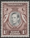 Click for more photos and details Kenya Uganda Tanganyika 1942 KGVI 1c Black + Ch-Brn Retouched Value Mint SG131ad