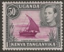 Click for more photos and details Kenya Uganda Tanganyika 1938 KGVI 50c Purple and Black perf 13x11¾ Mint SG144