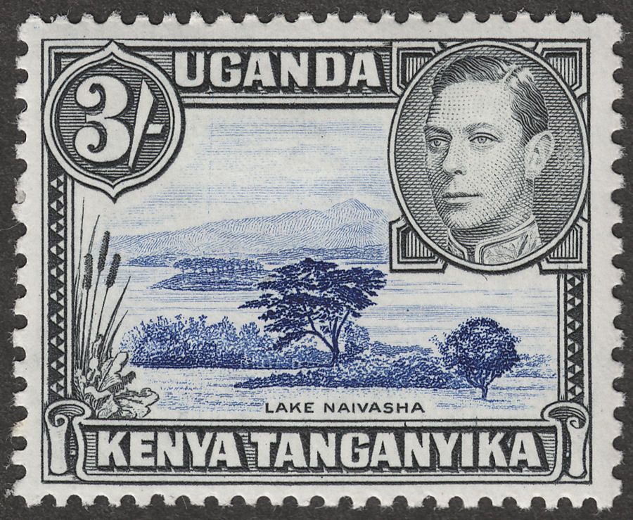 Kenya Uganda Tanganyika 1947 KGVI 3sh Dp Violet-Blue + Black p13x11¾ Mint SG147a